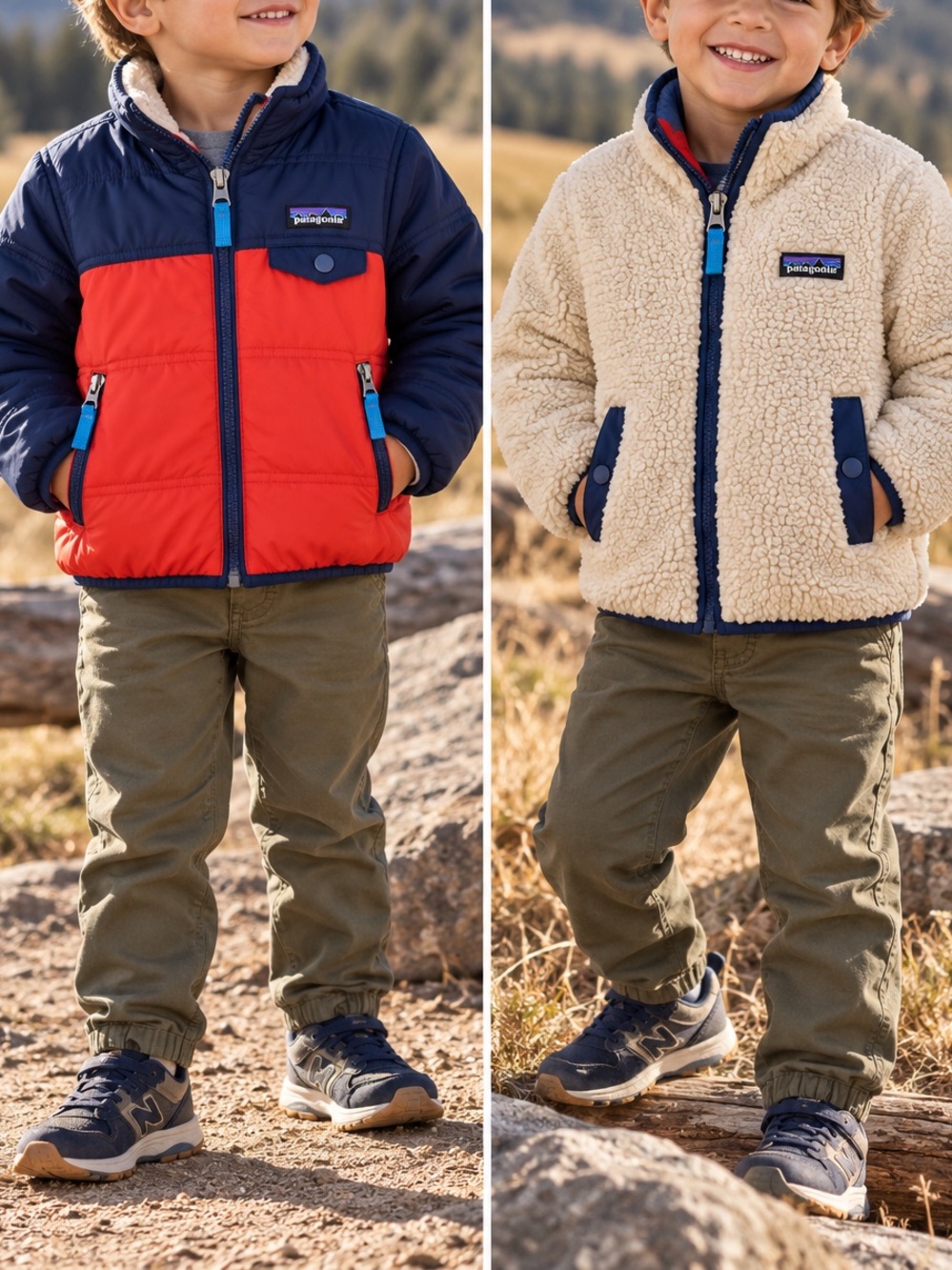 Patagonia Reversible Tribbles Jacket Red Navy Sherpa Fleece 5T